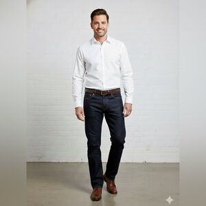 H&M SLIQ Men's Size 33 Dark Wash Slim Straight Leg Denim Jeans‎ Button Fly